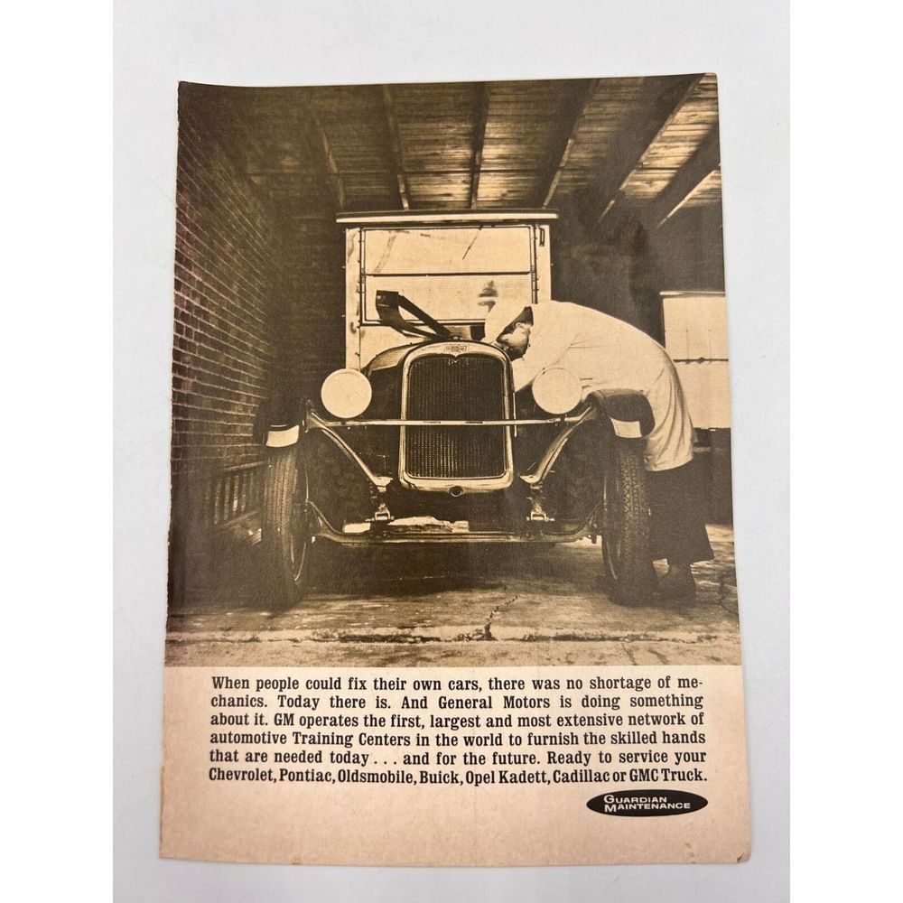 Vintage Rare GM General Motors Gaurdian Maintenance Original Magazine Print Ad